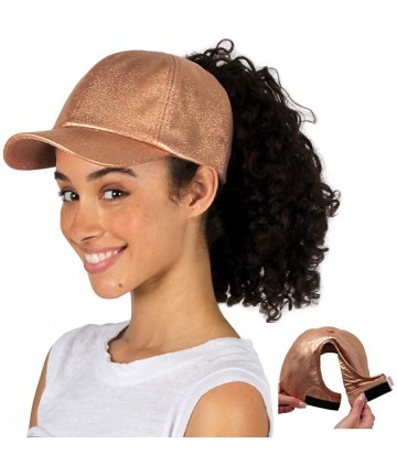 Baseball Caps Satin Lined Cap - Satin Lined Hat to Protect Hair from Breakage and Frizz - Faux Leather Gold - CL194AK7LNO $31.34