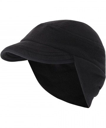 Skullies & Beanies Winter Warm Skull Cap Outdoor Windproof Fleece Earflap Hat with Visor - Black - CG12897SN1P $14.94