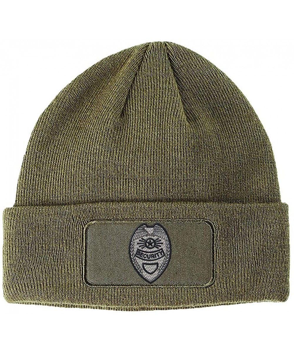 Skullies & Beanies Custom Patch Beanie Security Badge Embroidery Skull Cap Hats for Men & Women - Olive Green - C718A6I6N49 $...