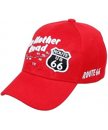 Baseball Caps Baseball Cap Route 66 Fashion Hat Headwear Bike Wing CA Casual Premium Quality - 03_map the Mother Road_red - C...