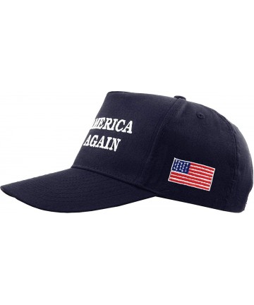 Baseball Caps Make America Great Again Our President Donald Trump Slogan with USA Flag Cap Adjustable Baseball Hat Red - C718...