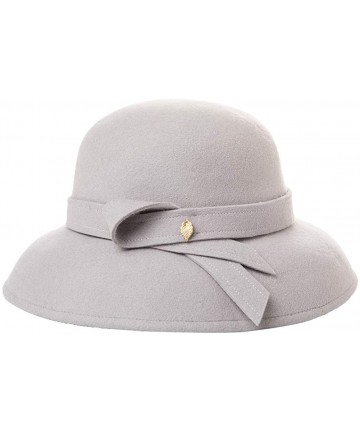 Fedoras 2019 New Wool Felt Cloche Fedora Hat Ladies Church Derby Party Fashion Winter - 00366_gray - C518ZUOQXZD $33.92
