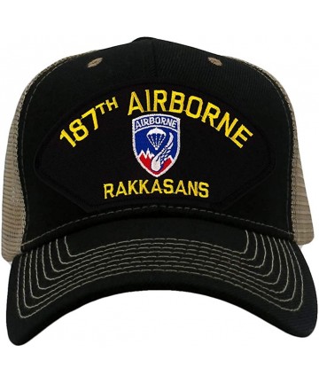 Baseball Caps 187th Airborne Hat/Ballcap Adjustable One Size Fits Most - Mesh-back Black & Tan - C818KOWYYHY $31.57