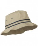 Bucket Hats Striped Hat Band Fisherman Bucket Hat - Khaki/Navy - CI11TX7RF6P $15.46