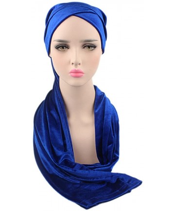 Headbands Luxury Pleated Velvet Turban Hijab Head Wrap Extra Long Tube Indian Headwrap Scarf Tie - Tjm-38-gray - C3186G4HTNI ...