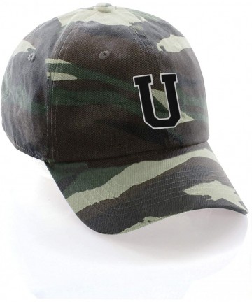 Baseball Caps Customized Letter Intial Baseball Hat A to Z Team Colors- Camo Cap White Black - Letter U - CX18N8Z2NQN $28.06
