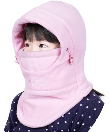 Skullies & Beanies Children's Winter Windproof Cap Thick Warm Face Cover Adjustable Ski Hat - Pink 2 - CT186QEZQZQ $14.01