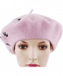 Berets Embroidered Beanie Cap Winter Warmer Berets Englandstyle Newsboy Cap for Women Girls-Pink - Pink - C018L35YCGK $15.98