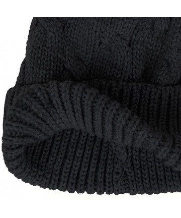 Skullies & Beanies Knitted Twisted Cable Bobble Pom Beanie Hat Slouchy AC5474 - Charcoal - C812N7XOHTV $25.07