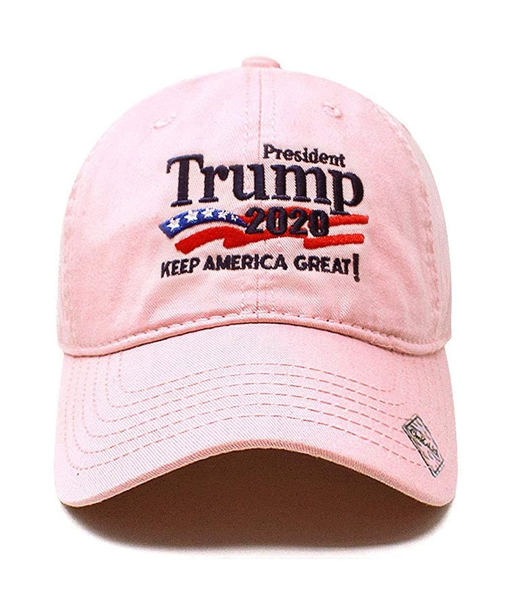 Baseball Caps Trump 2020 Keep America Great Campaign Embroidered US Hat Baseball Cotton Cap - Cotton Light Pink - CV18KYRYW79...