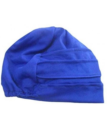 Skullies & Beanies Beanie for Women- Satin Lined Cap- Flower Head Wrap- Elegant Turban - Blue - CM18YYKZQ0R $17.51