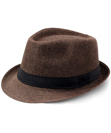 Fedoras 1920s Panama Fedora Hat Cap for Men Gatsby Hat for Men 1920s Mens Gatsby Costume Accessories - Brown - C718II5AEK7 $1...