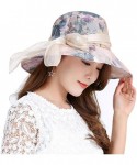 Sun Hats Women Wide Brim Sun Hat Floral Beach Cap Floppy UPF 50+ UV Protection Bucket Hat - Khaki - CE18E8TK4GD $18.20