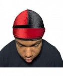 Baseball Caps Velvet Durag 360 Waves Extra Long Straps for Men - 2 Tone Red/Black - CJ1948GNETR $24.48