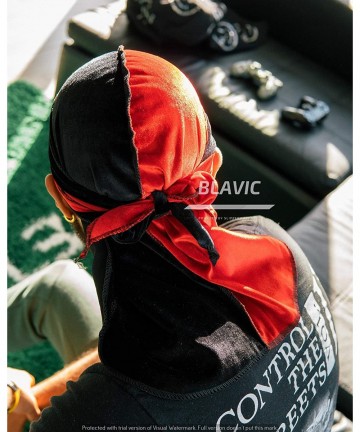 Baseball Caps Velvet Durag 360 Waves Extra Long Straps for Men - 2 Tone Red/Black - CJ1948GNETR $24.48