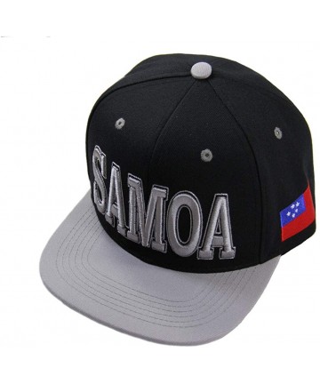 Baseball Caps Samoa 3D Embroidered Snapback Cap - Black/Gray - C018U9AOUKK $26.43