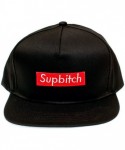 Baseball Caps Supbitch Funny Hat One Size Flat Bill Cap Unisex Black - CL18UUZ0HND $18.69