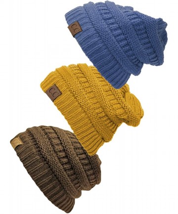 Skullies & Beanies Women's 3-Pack Knit Beanie Cap Hat - C818LRMCM9U $35.41