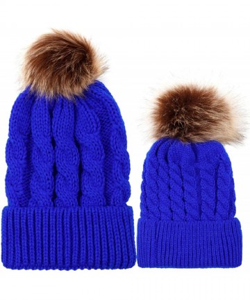 Skullies & Beanies Mom Baby Matching Crochet Knitt Beanies Hats Warm Winter Crochet Knit Wool Solid Color Caps for Women Boys...