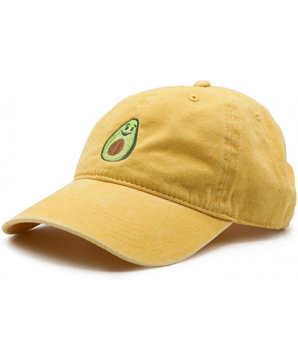 Baseball Caps Mens Embroidered Adjustable Dad Hat - Avocado Embroidered (Yellow) - C2199OMEW97 $32.19