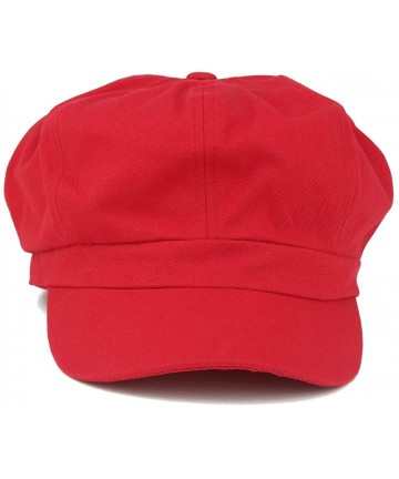 Newsboy Caps Women's Lightweight 100% Cotton Soft Fit Newsboy Cap with Elastic Back - Red - CW12MZEOR1W $19.74