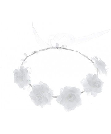 Cold Weather Headbands Women Flower Wreath Crown Floral Wedding Garland Headband Boho Festival Beach Party Hair Band - White1...