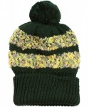 Berets Multi Color Pom Pom Crochet Thick Knit Slouchy Beanie Beret Winter Ski Hat - Chenille Green - CP12C3JBB73 $14.30