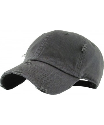 Baseball Caps Dad Hat Adjustable Unstructured Polo Style Low Profile Baseball Cap - Distressed Dark Grey - CI18DAQA2DI $20.62