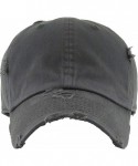 Baseball Caps Dad Hat Adjustable Unstructured Polo Style Low Profile Baseball Cap - Distressed Dark Grey - CI18DAQA2DI $20.62