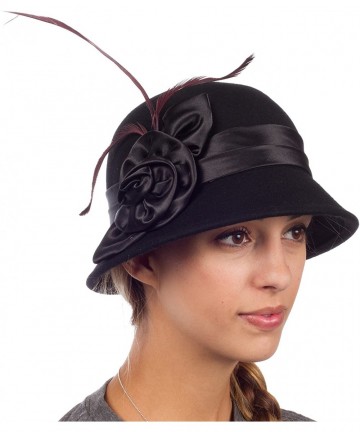 Bucket Hats Danielle Vintage Style Wool Cloche Hat - Black - C811LR2XQCL $39.66