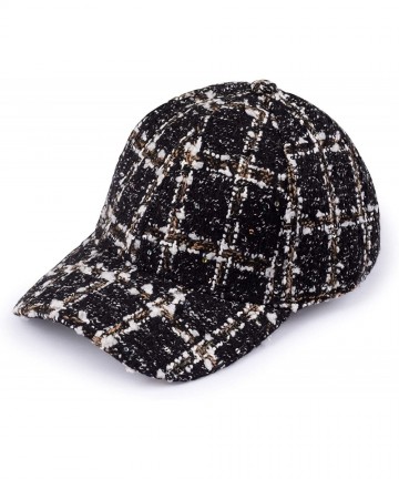 Baseball Caps Unisex One Size Fits Most Fashion Trend Fabric Adjustable Baseball Cap - Black/Brown Tweed - CZ193HOXEIR $23.34