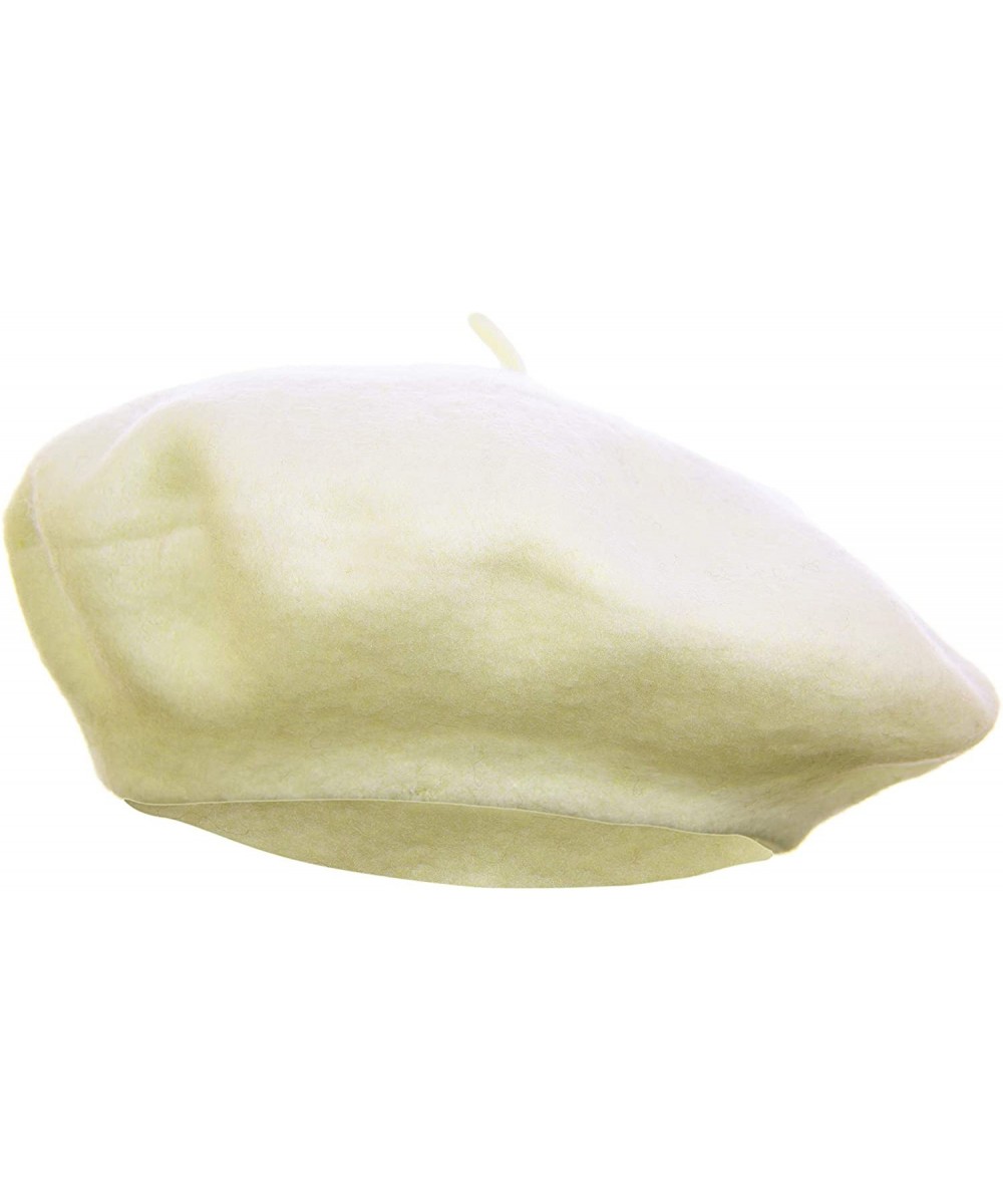 Berets French Style Classic Solid Color Wool Berets Beanies Cap Hats - Off White - CZ1945KOUDC $15.46