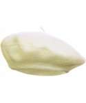 Berets French Style Classic Solid Color Wool Berets Beanies Cap Hats - Off White - CZ1945KOUDC $15.46
