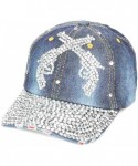 Baseball Caps Rhinestone Western Cap Hat - Denim Blue - CH183YN6KMI $23.04