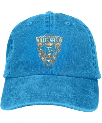 Baseball Caps Men's & Womens Fashion with Willie Nelson Outlaw Music Funny Logo Adjustable Jeans Cap - Blue - C818AW4668T $20.55