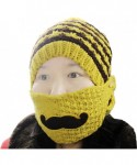 Skullies & Beanies Women's Beard Mustache Knitted Striped PHat Hip Hop Beanie Cap - Yellow - C311S8E0AZB $15.65
