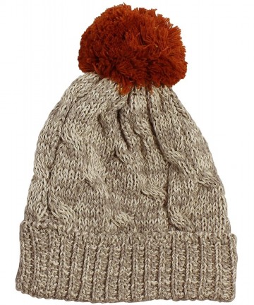 Berets Multi Color Pom Pom Crochet Thick Knit Slouchy Beanie Beret Winter Ski Hat - Taupe/Orange - C7126YMWL33 $16.56