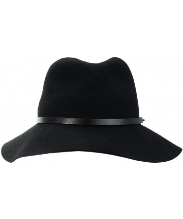 Bucket Hats Exclusive Women's Push Pin Band Wool Flop Brim Fedora Hat - Black - C61274IMLX1 $20.93