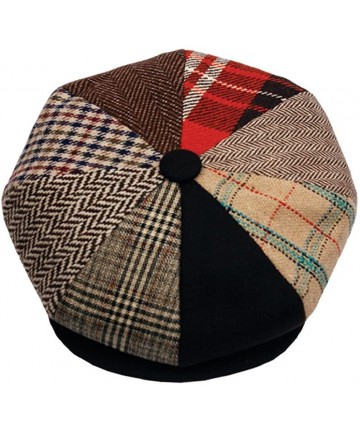 Newsboy Caps Men's Classic 8 Panel Wool Blend newsboy Snap Brim Collection Hat - 1592-patch - CT1862LI5QC $58.82