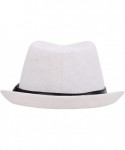 Fedoras Men/Women's Classic Short Brim Miami Beach Panama Fedora Straw Hat - White Hat Black Belt - CO18CD78TDG $19.90