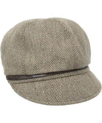 Newsboy Caps Women's Belted Herringbone Newsboy Hat - Brown - C511G19D4LD $31.81