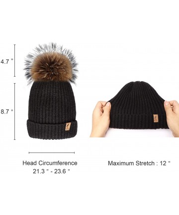 Skullies & Beanies Winter Beanie Hats Cute Pom Pom Hat Knit Hat Soft Warm Ski Caps for Women、Girl - Black - CX18TH5HIMS $11.59