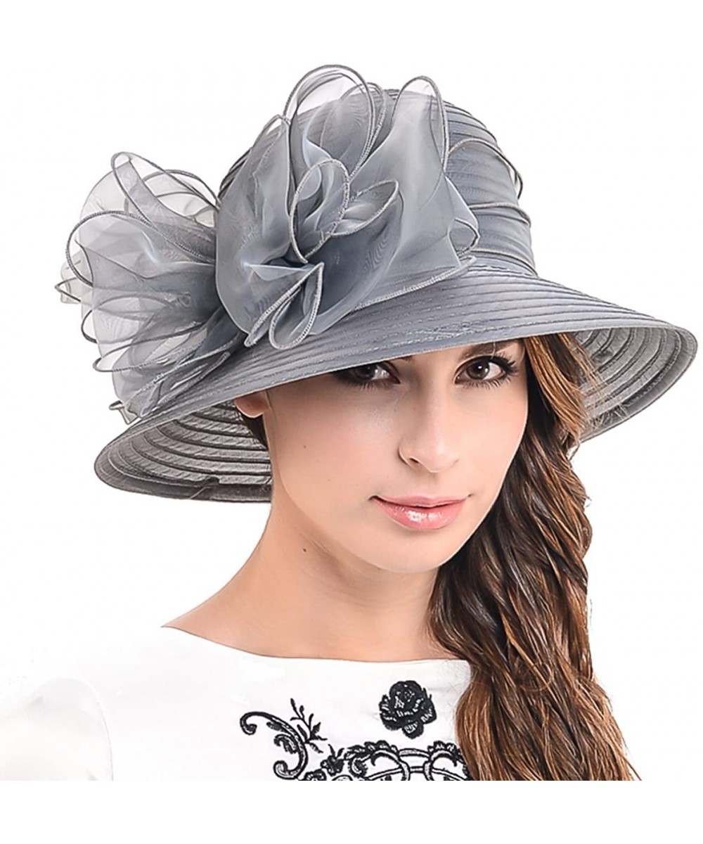 Sun Hats Cloche Oaks Church Dress Bowler Derby Wedding Hat Party S015 - Bow-grey - CF12F1755GH $30.93