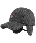 Newsboy Caps Men's Fall Winter Hat Cap with Fold Earmuffs WarmerWarm Wool Woolen Tweed Peaked Baseball Cap Hat - Black - CL18...