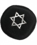 Skullies & Beanies Star of David Jewish KippahHatFor Men & Kids with Clip Beautifully Knitted - Black & Silver - C61880CYDRU ...