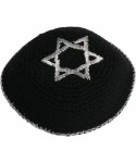 Skullies & Beanies Star of David Jewish KippahHatFor Men & Kids with Clip Beautifully Knitted - Black & Silver - C61880CYDRU ...