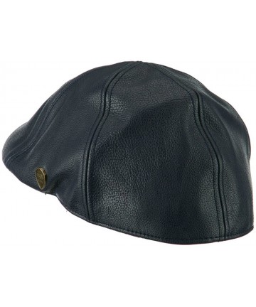 Newsboy Caps Pamoa Faux Leather Duckbill Ivy Hat - Navy - C011I67KTQB $21.78
