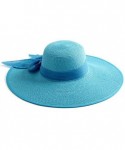 Sun Hats Women Crushable Two Tone Bow Casual Sun Straw Hat - Sky Blue - CP12FBZ3A6Z $40.49