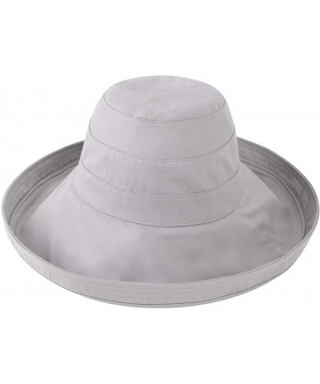 Sun Hats Women's Cotton Summer Beach Sun Hat with Wide Fold-Up Brim - Grey - CQ127H1W5RH $22.66