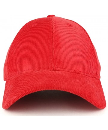 Baseball Caps Low Profile Structured Woven Corduroy Plain Baseball Cap - Red - C11864L4XDI $22.40